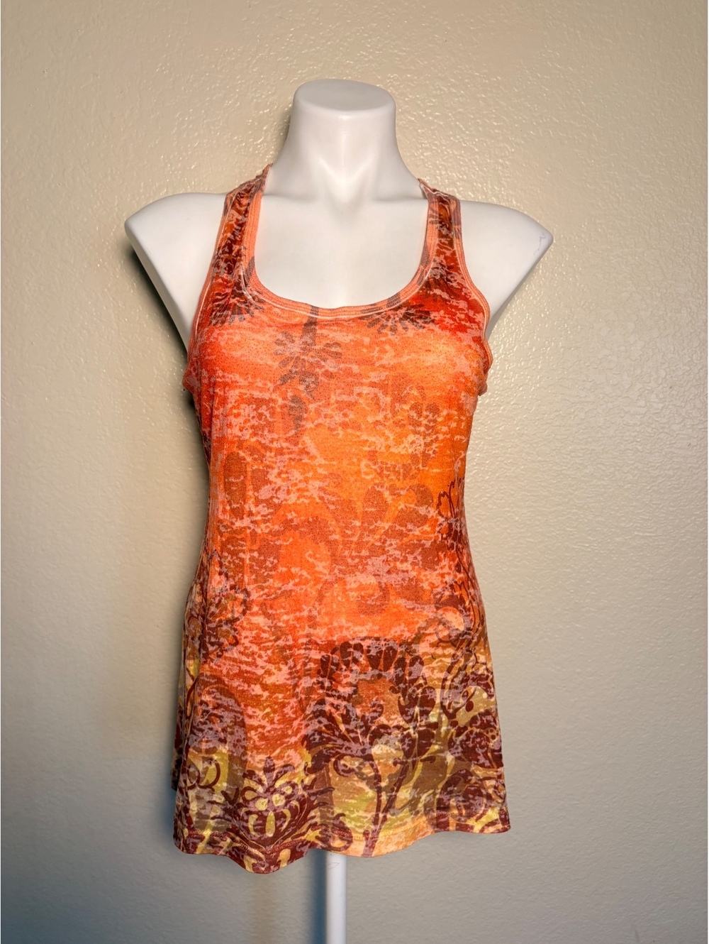 Y2K Mossimo Supply Co. Orange Patterned Racerback Tank Top Grunge